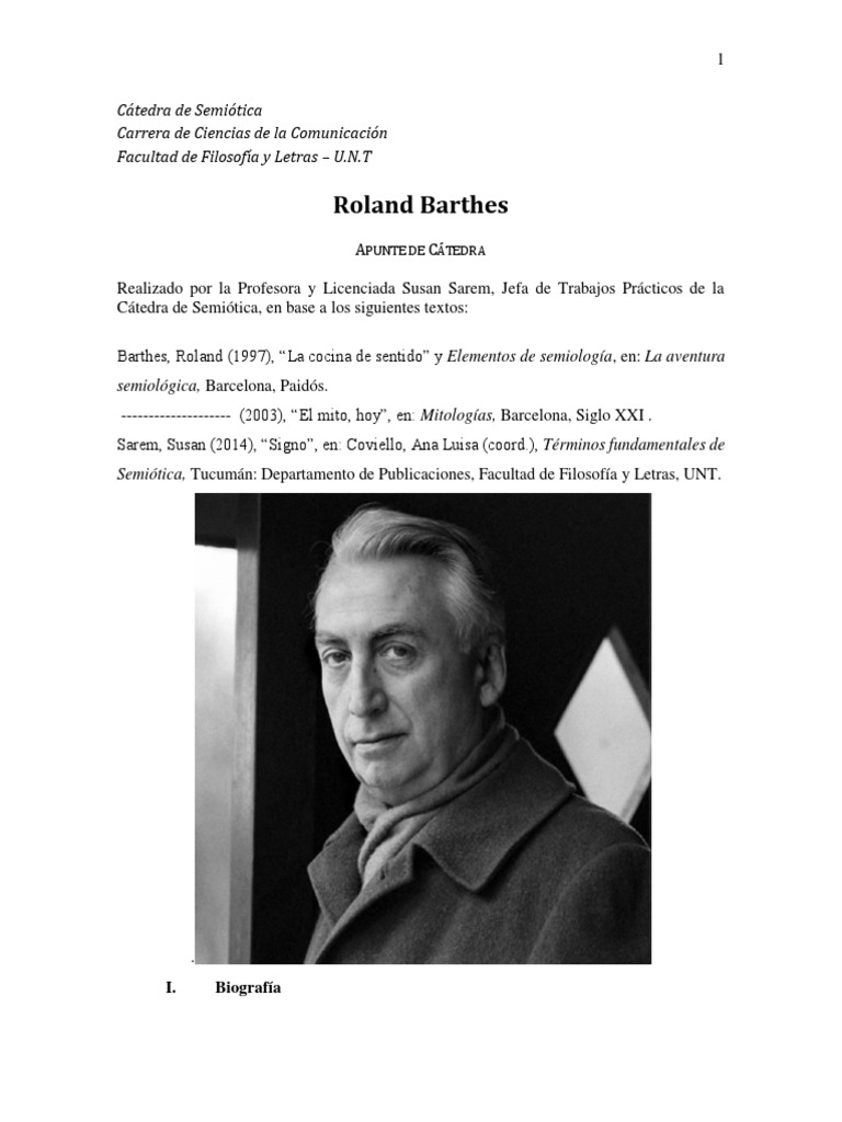 BARTHES ApuntedeCátedra SS | PDF | Lingüística | Habla