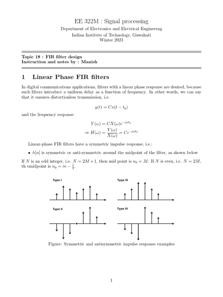 Linear Phase FIR Filter Design Techniques | PDF | Low Pass Filter ...