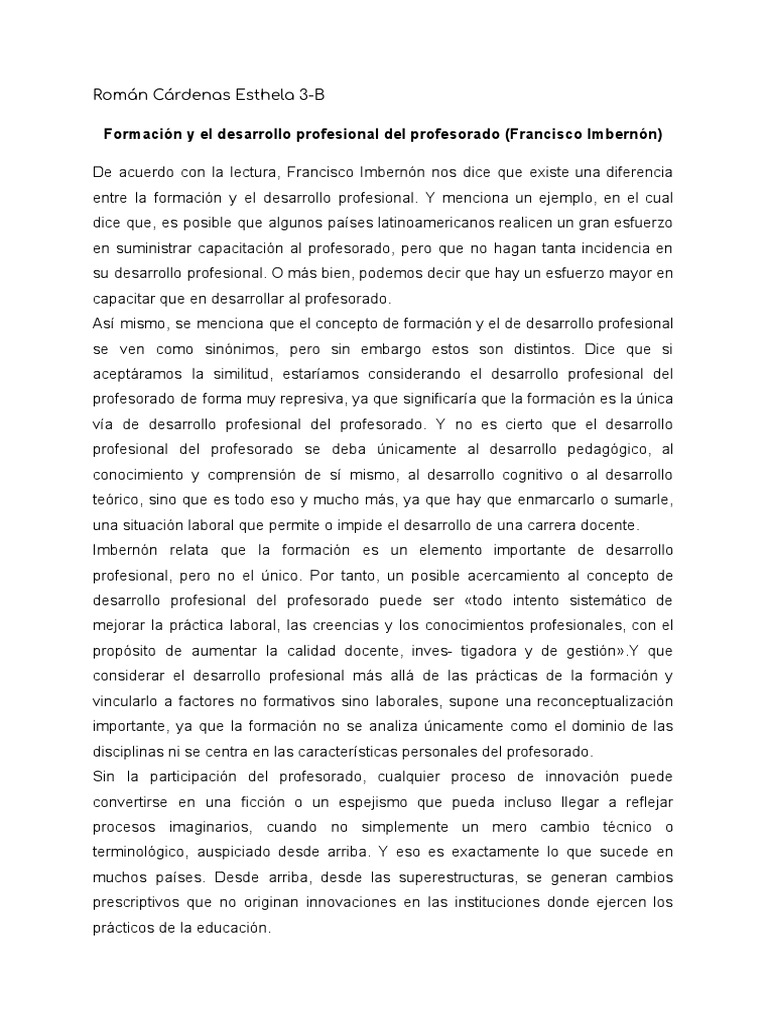 Formación y El Desarrollo Profesional Del Profesorado (Francisco