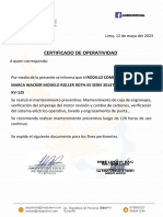 Certificado de Operatividad Rodillo Chupetero Kv-125