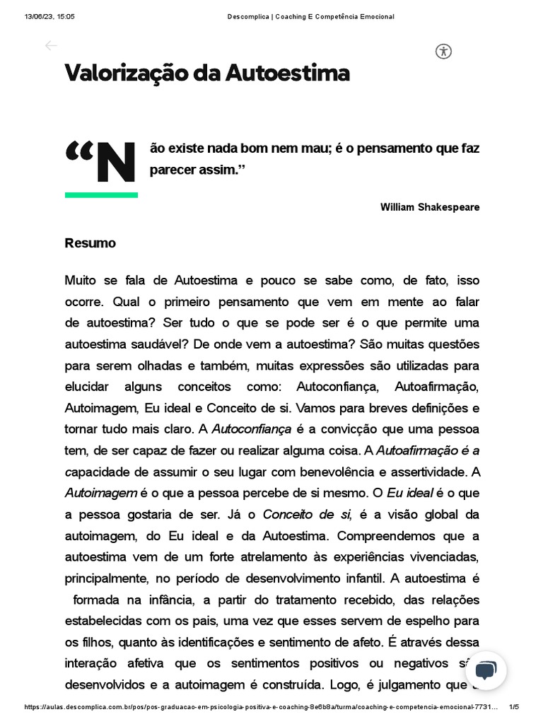 Autoestima | PDF | Autoestima | Pensamento