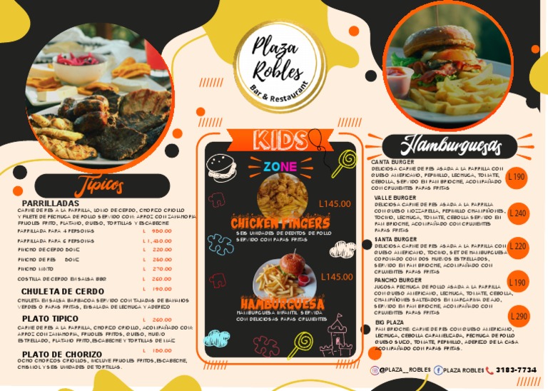 Menú de Plaza Robles y Precios | PDF | Parilla | Hamburguesas