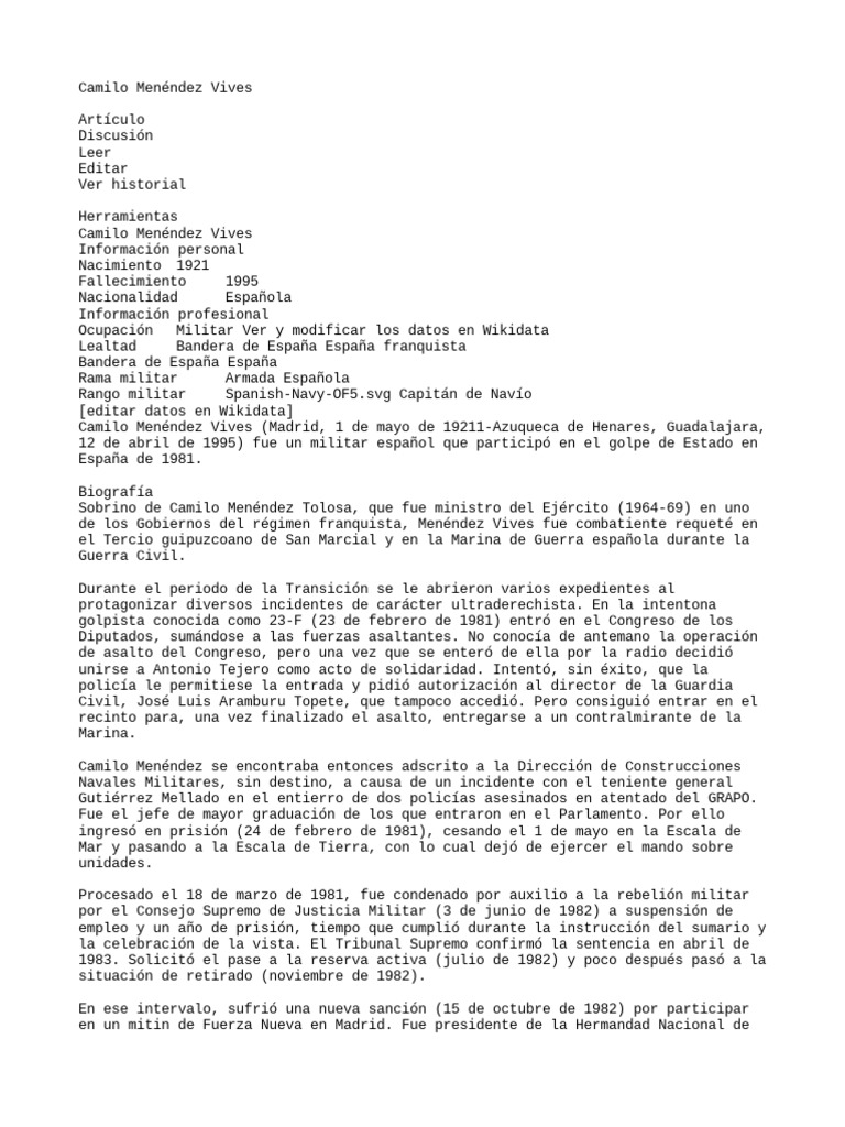 Camilo Menéndez Vives PDF España Gobierno de españa