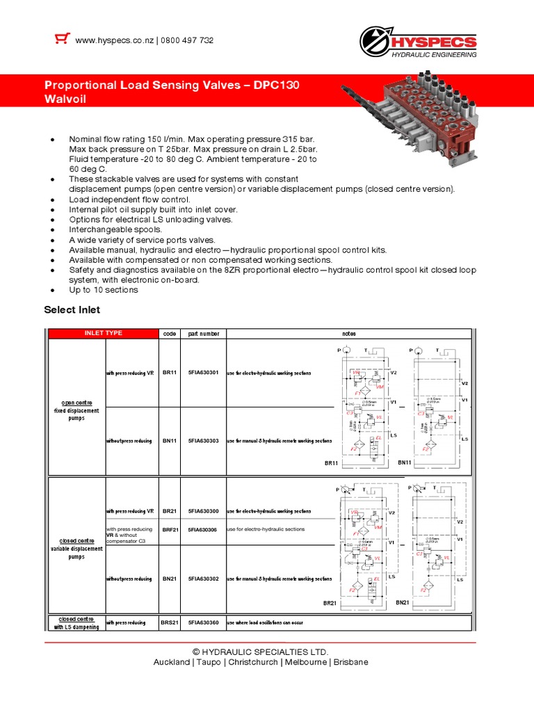 DPC130 Proportional Load Sensing Valve | PDF | Pump | Mechanical ...