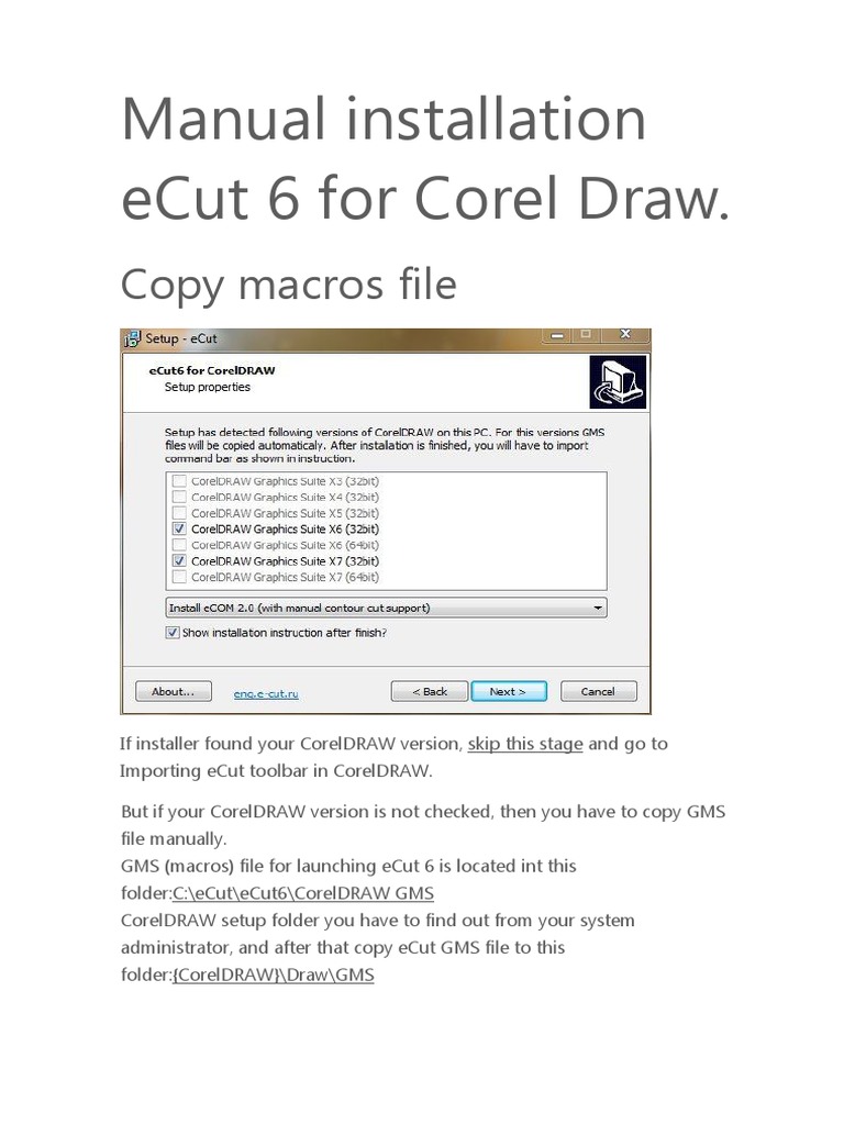 CorelDRAW eCut 6 Manual Setup Guide PDF Art Computers