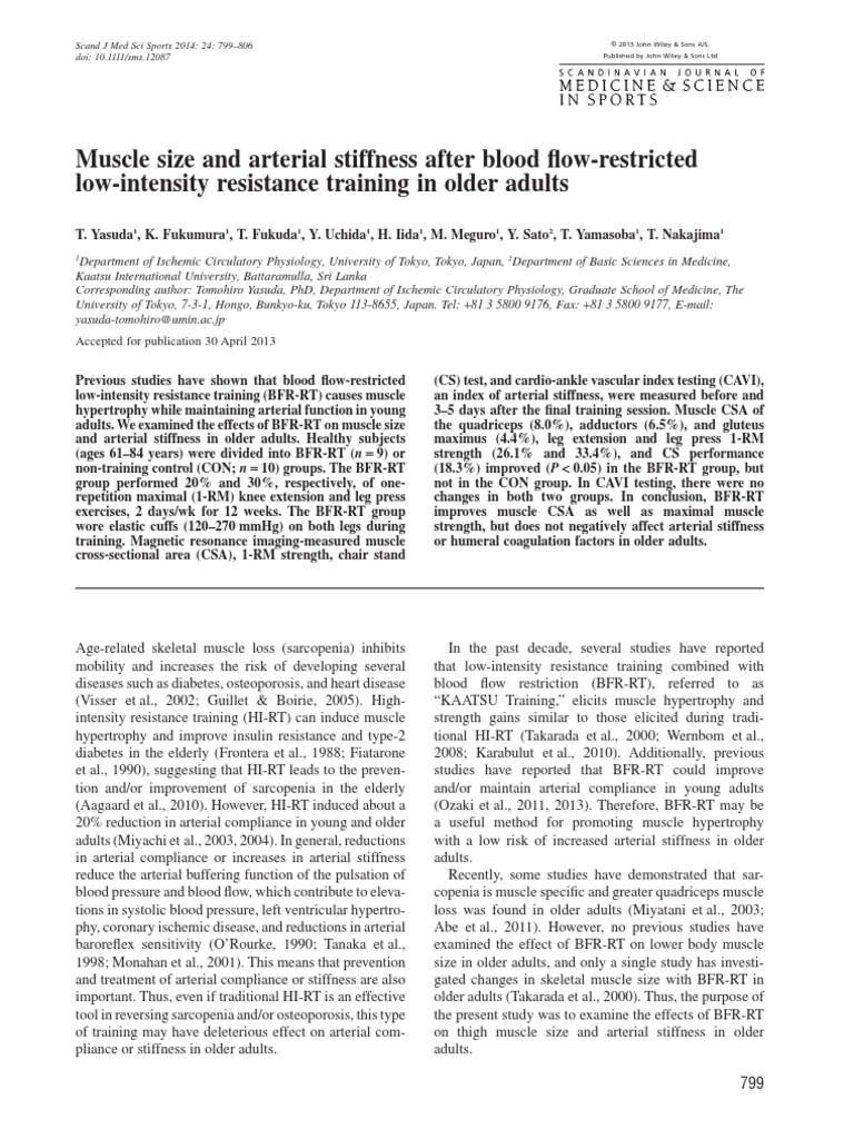 Muscle Size and Arterial Stiffness After Blood FlowRestricted Low
