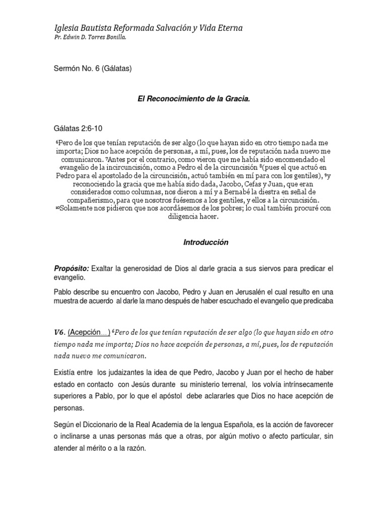 Serm n no 6 galatas 2 6 10 pdf pablo el ap stol san pedro
