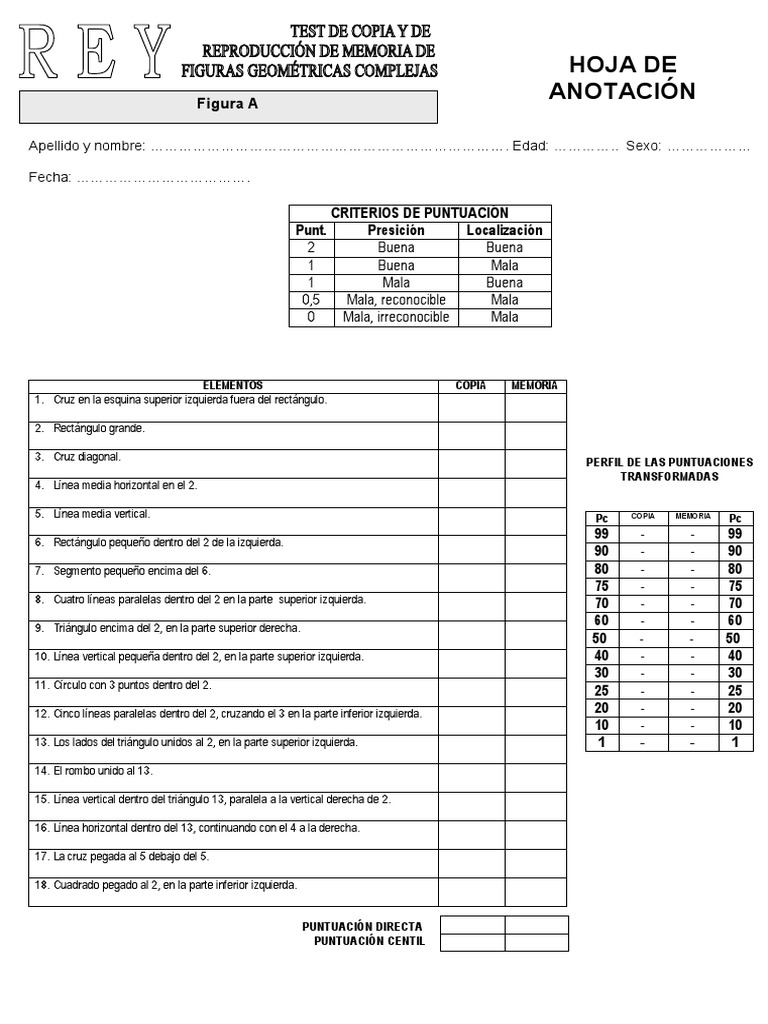 Sistema de Corrección de La Figura Compleja de Rey Osterrieth (1) | PDF
