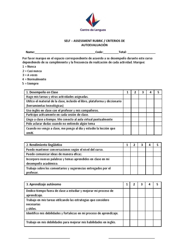 Criterios Autoevaluación Estudiantes 2021-II | PDF