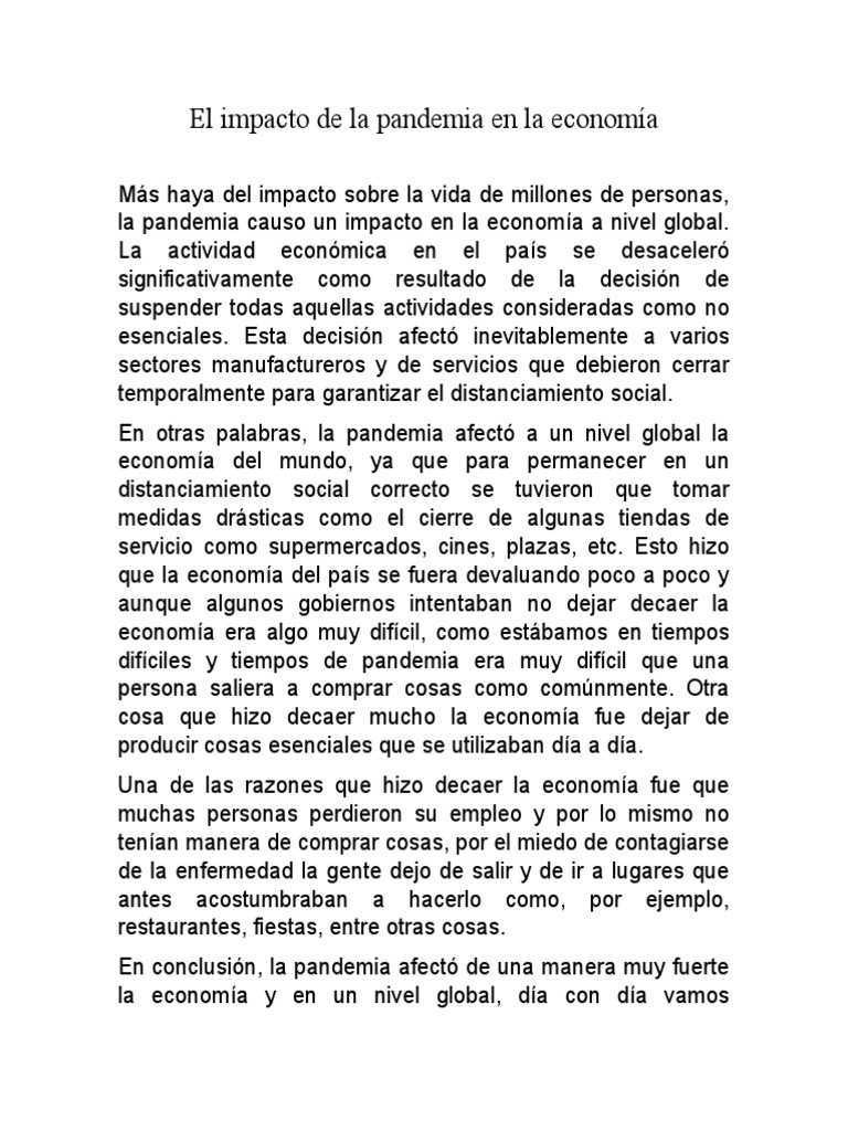 Impacto económico de la pandemia | PDF