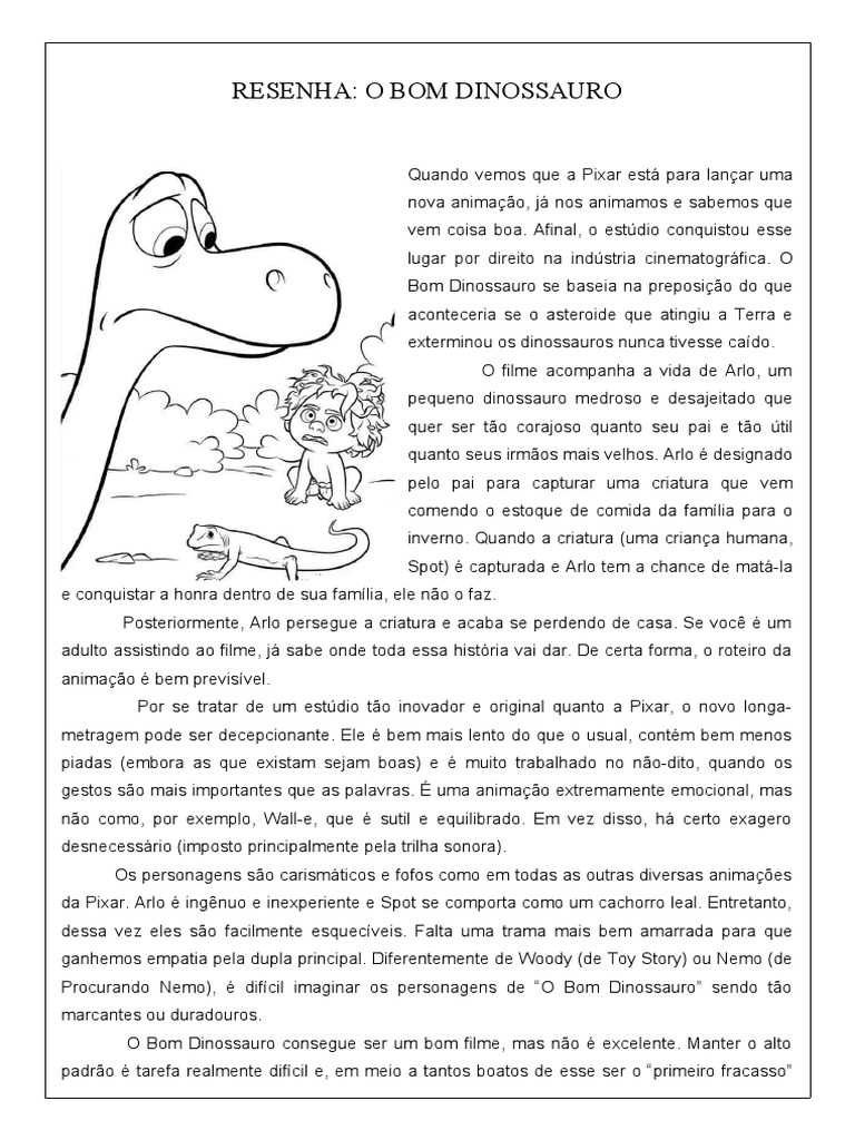 Resenha o Bom Dinossauro | PDF | Pixar | Dinossauros