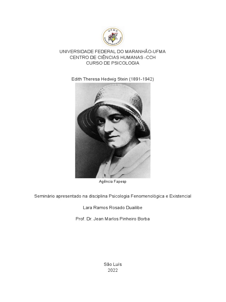 Folder Edith Stein | PDF | Fenomenologia (Filosofia) | Edmund Husserl