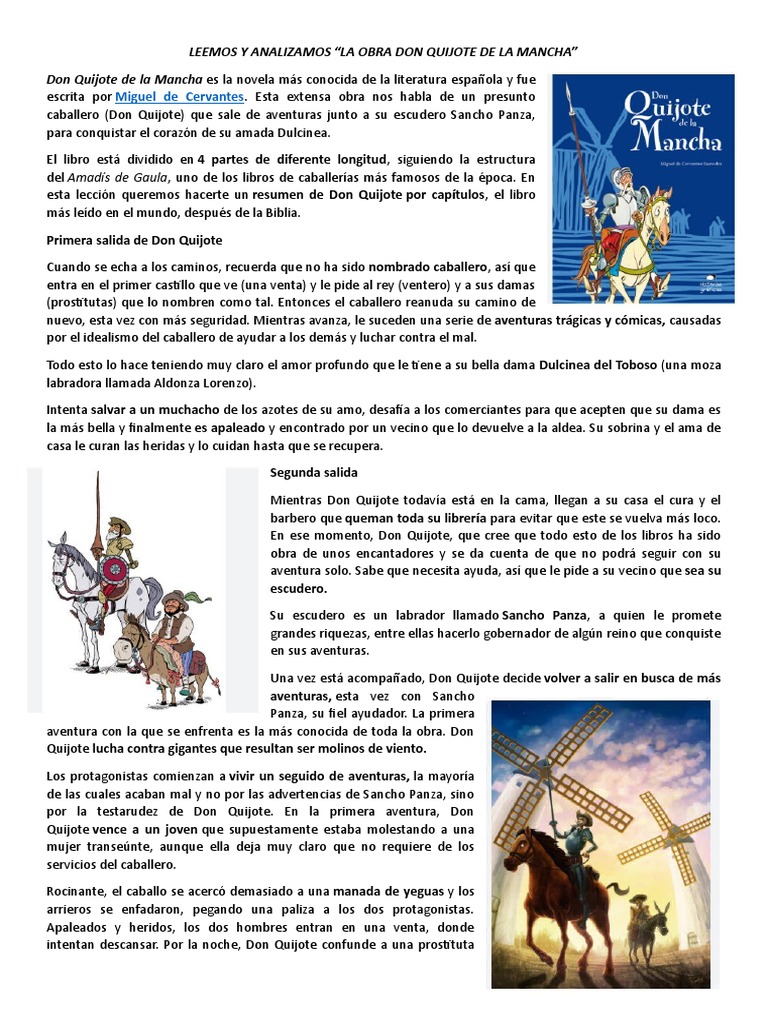 Resumen de Don Quijote de la Mancha | PDF | Don Quijote
