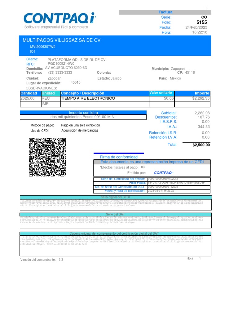Factura CFDI - RFC 5155 | PDF