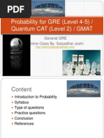 Probability For GRE (Level 4-5) / Quantum CAT (Level 2) / GMAT