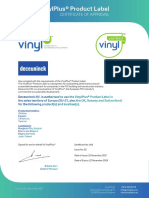 VinylPlus Certificate Deceuninck - Product Label