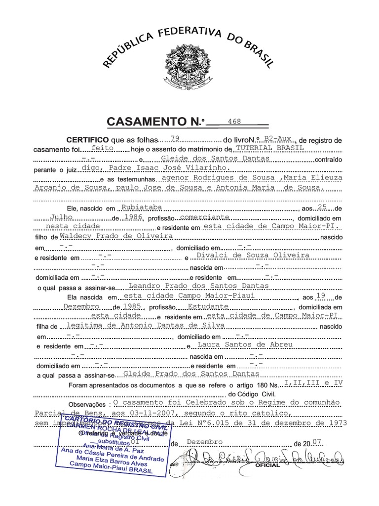 Certidão de Casamento | PDF | Casamento, image size:768x1024