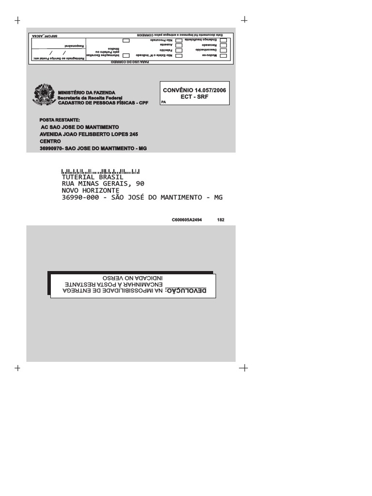 Alteração de Nome no CPF pelos Correios | PDF