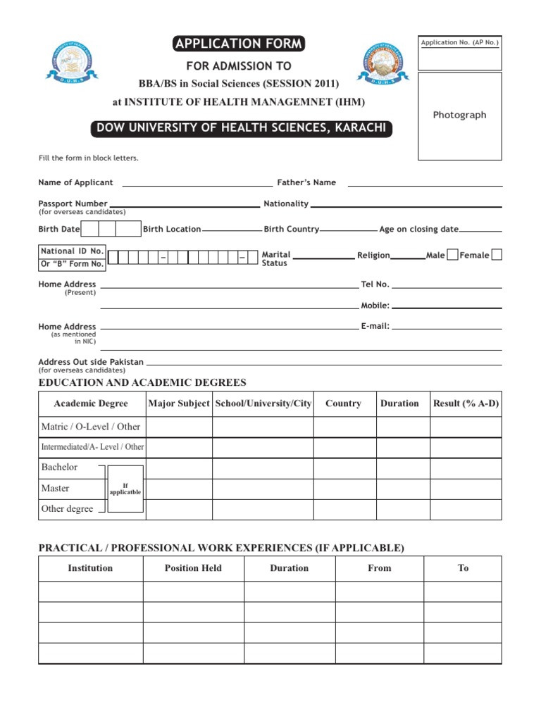 App Form Bba Ihm 20101208 | PDF | Academic Degree | Wellness