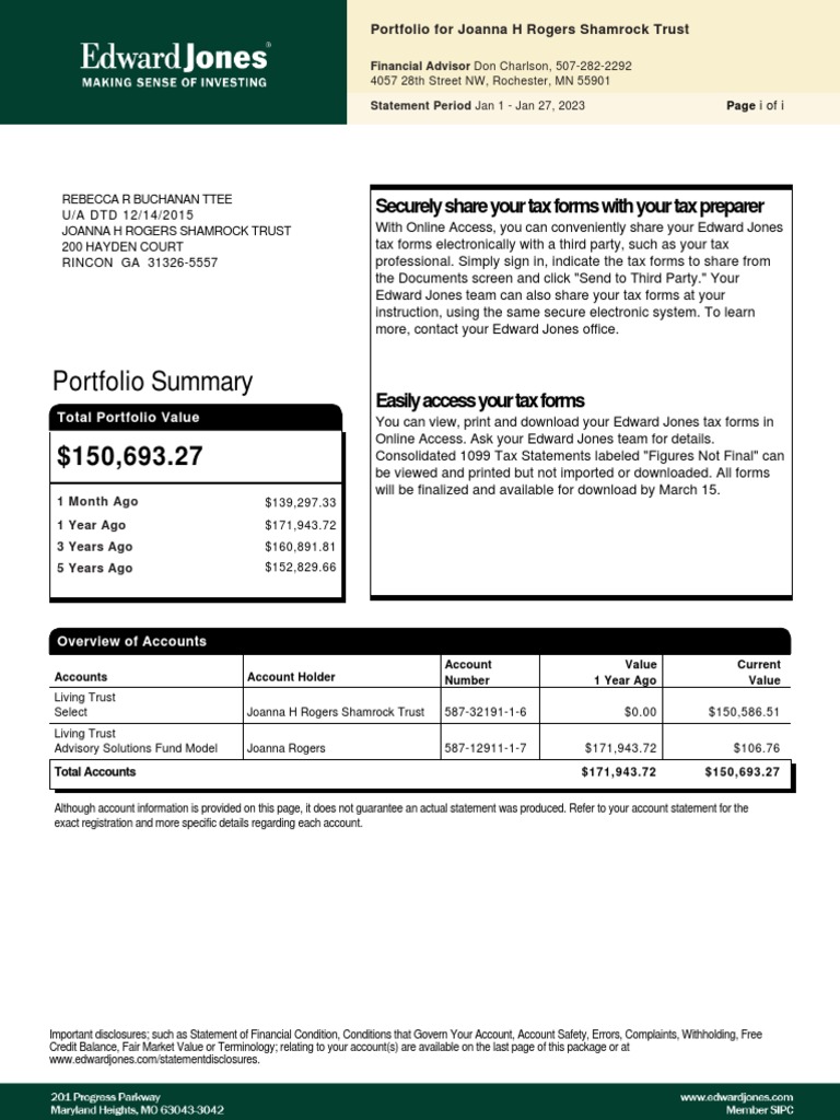 XXXX2191!1!2023 Edj Statement | PDF | Stock Market Index | Investing