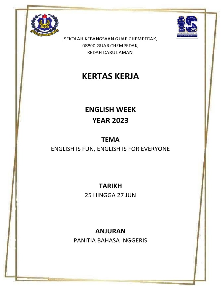 Kertas Kerja Bahasa Inggeris English Week | PDF