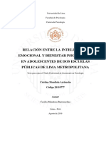 Mendiola Relación Entre La Inteligencia Emocional y Bienestar