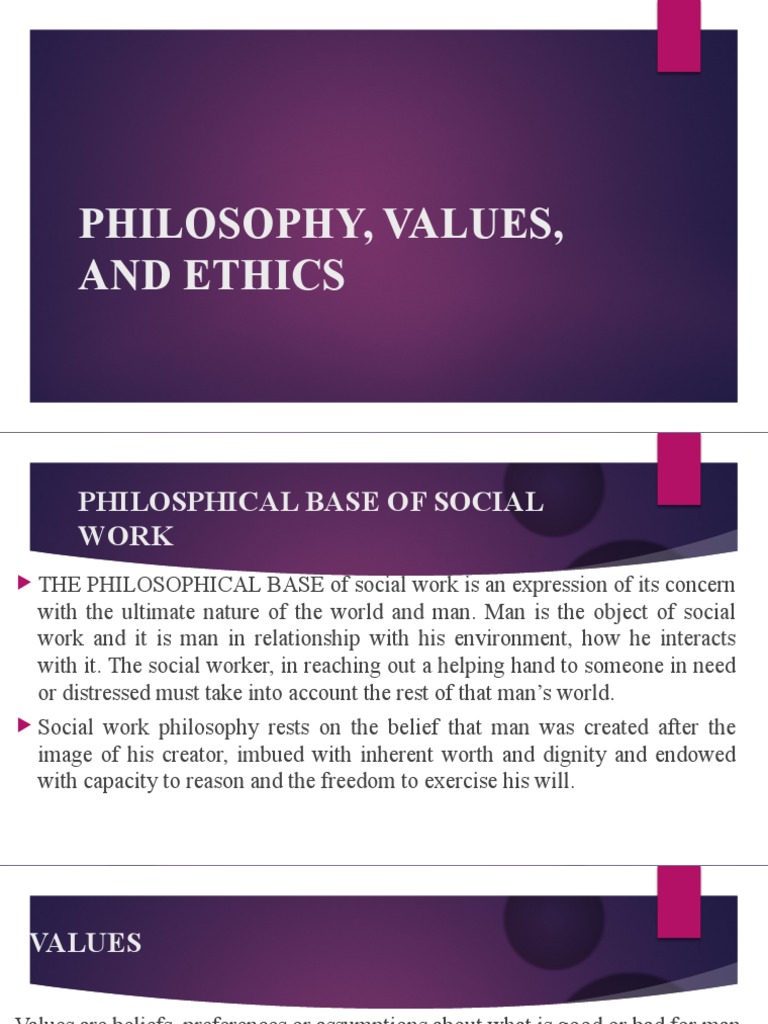 Philosophy Values and Ethics. PDF Social Work Dignity