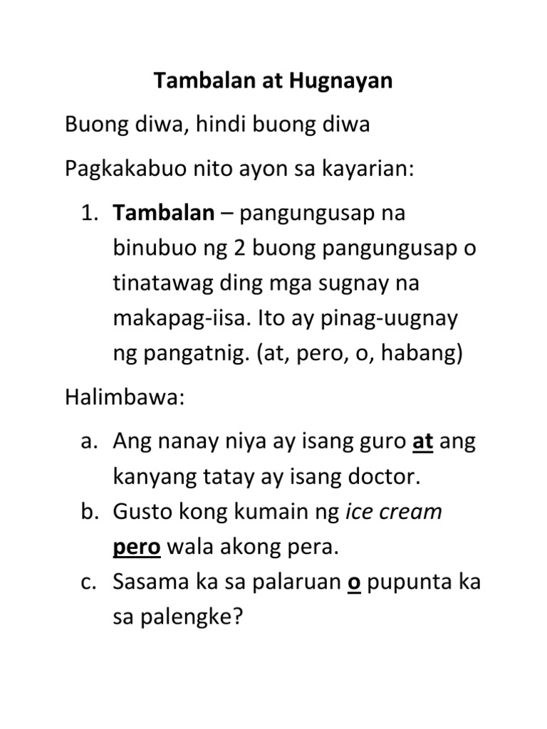 Anong Ibig Sabihin Ng Tambalan Na Pangungusap