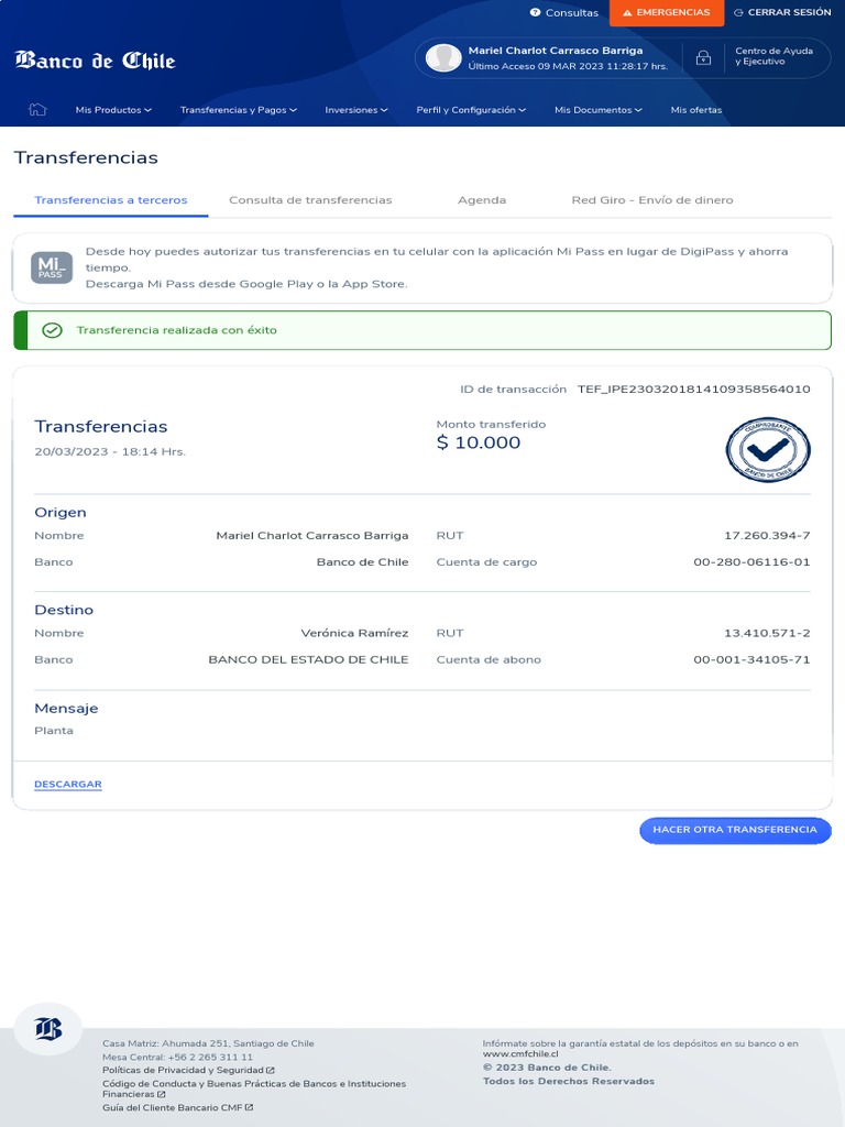 Autorización de Transferencias Móviles | PDF | Transferencia bancaria ...
