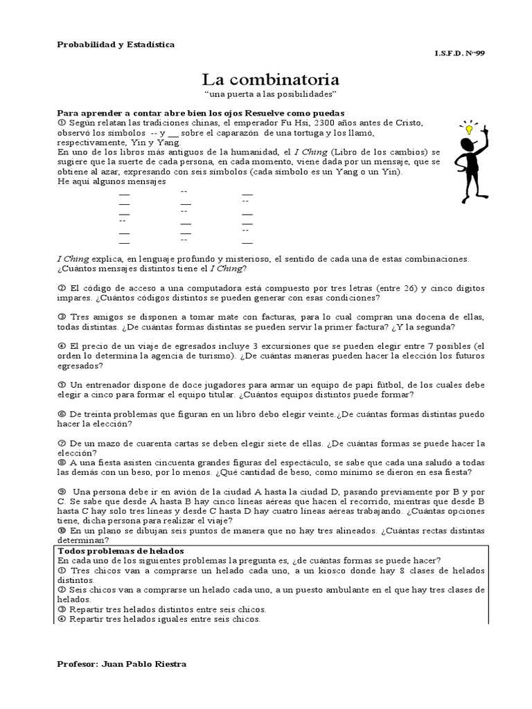 Problemas de Combinatoria y Permutaciones | PDF | Combinatoria