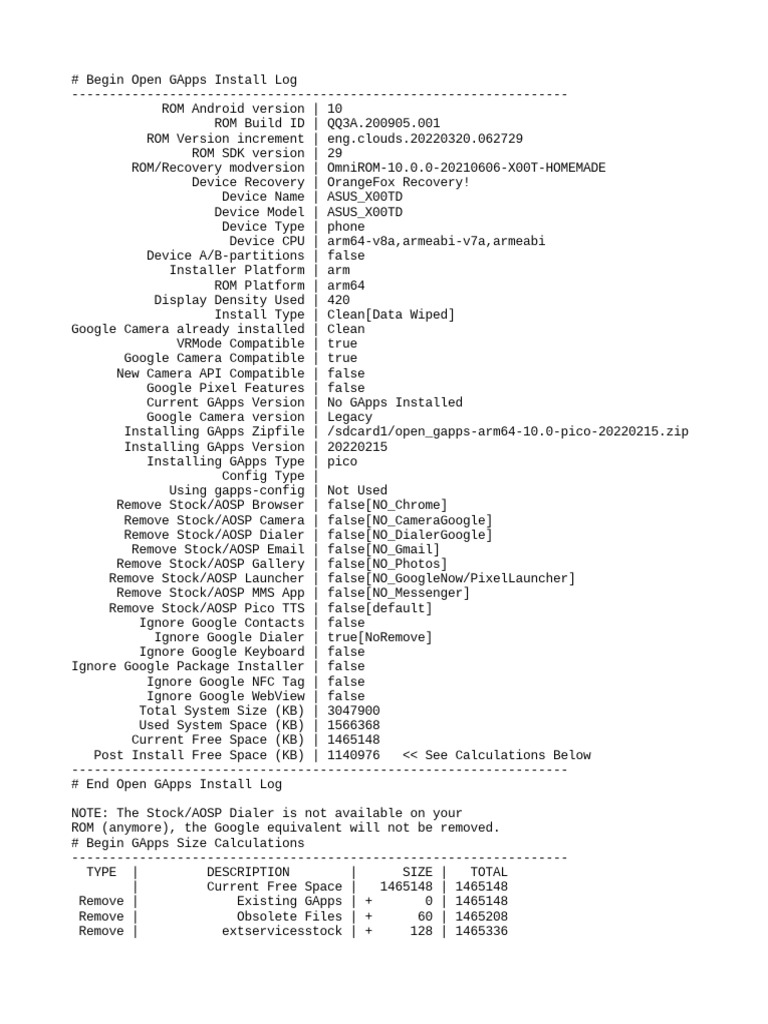 Open Gapps Log PDF Android (Operating System) Smart Devices