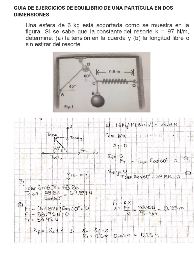 Guia de Ejercicios de Equilibrio de Una Partícula en Dos Dimensiones ...