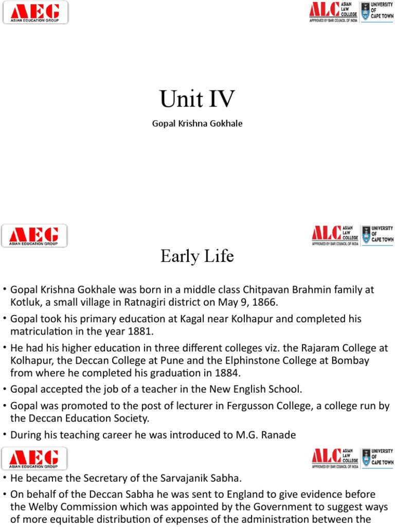 Unit 4 Gopal Krishna Gokhale | PDF