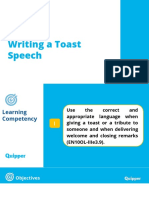 English 10 - Unit 3 - Lesson 3 - Writing A Toast Speech