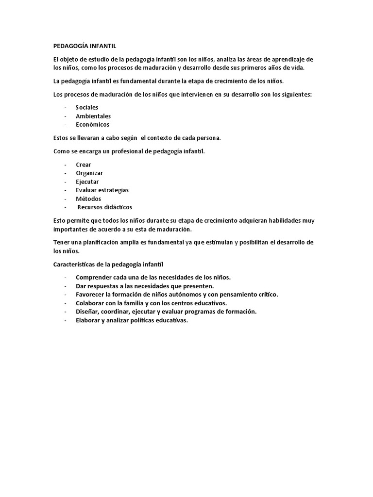 PEDAGOGÍA INFANTIL PDF