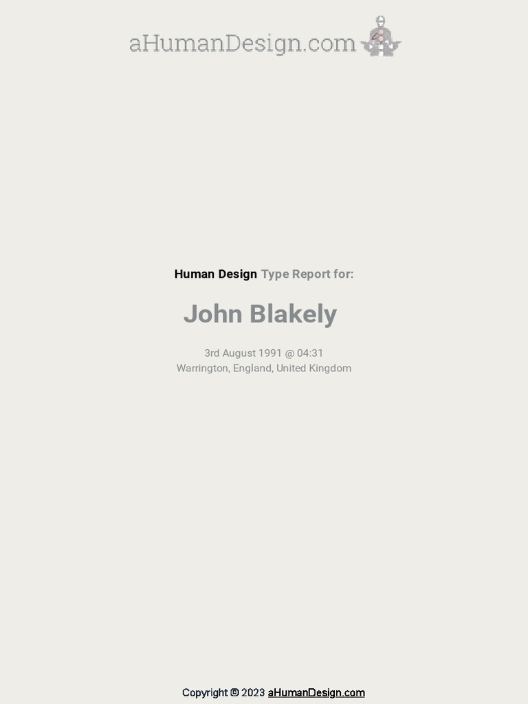 Human Design Type Report | PDF | Wisdom | Psychology