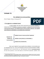 Unidade 10 - Introdução ao Estudo do Direito - Da validade da norma jurídica - Projeto Salinha 201D - ICJ - UFRR - 2020.1