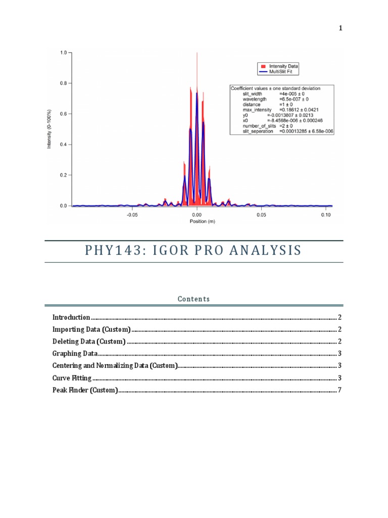 Igor Pro Analysis for PHY143 Labs | PDF | Waves | Amplitude