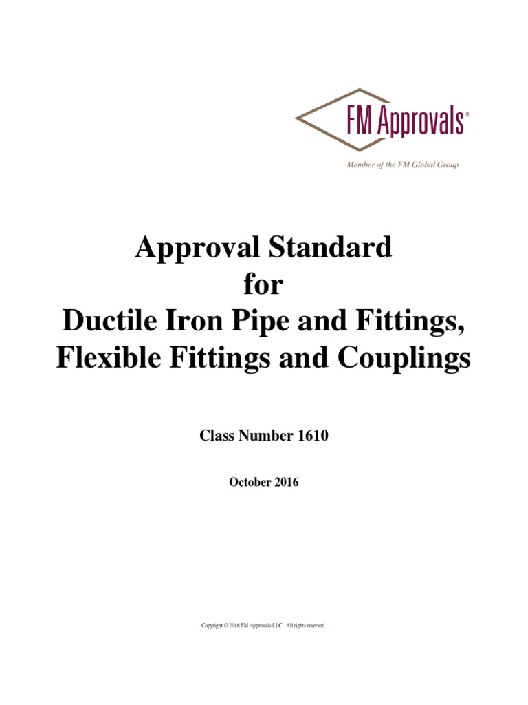 FM 1610 DI Pipe and Fittings, Flexible Fittings and Couplings 2016 PDF Pipe (Fluid