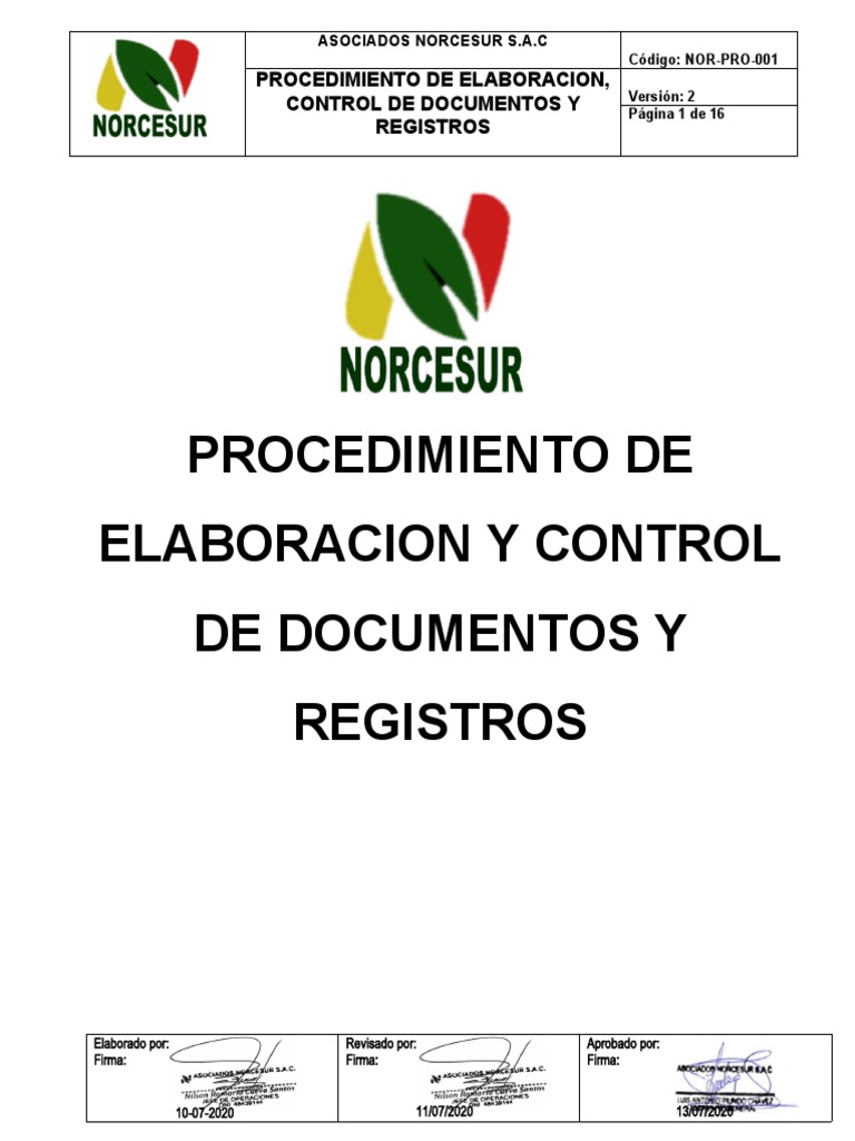 Procedimiento de Control de Documentos y Registros | PDF | Sistema de ...