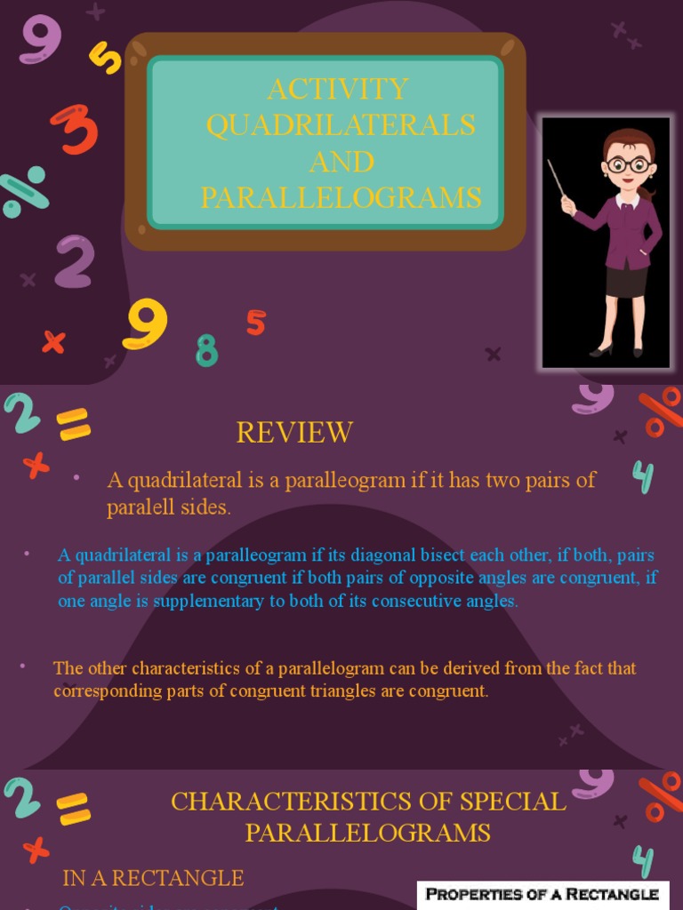 Quadrilaterals & Parallelograms Guide | PDF | Rectangle | Perpendicular