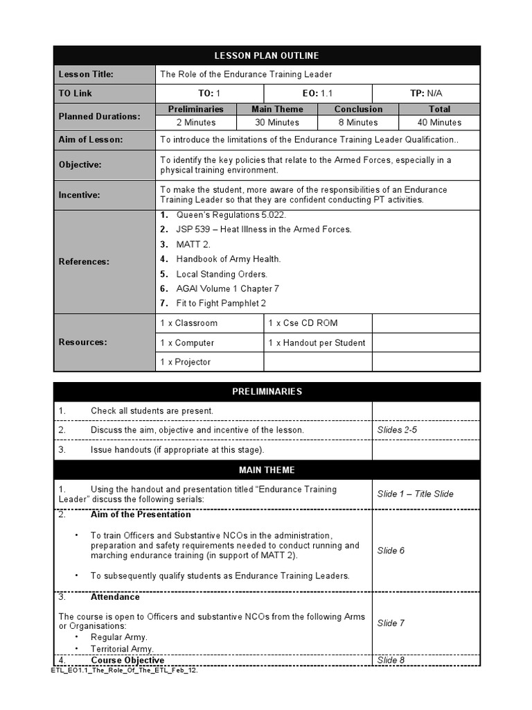 Endurance Training Leader Course Overview | PDF
