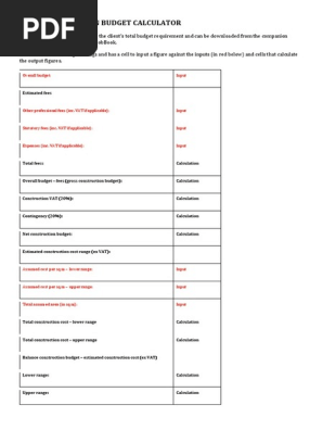 0 F6 Construction Budget Calculator PDF