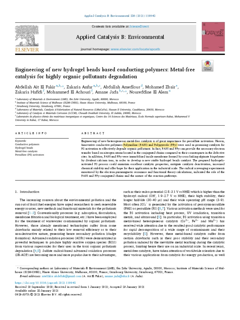 Applied Catalysis B Environmental PDF Catalysis Chemical Reactions