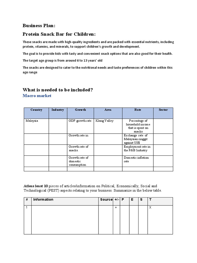BP For Protein Snack Bar PDF Economic Growth Supply Chain