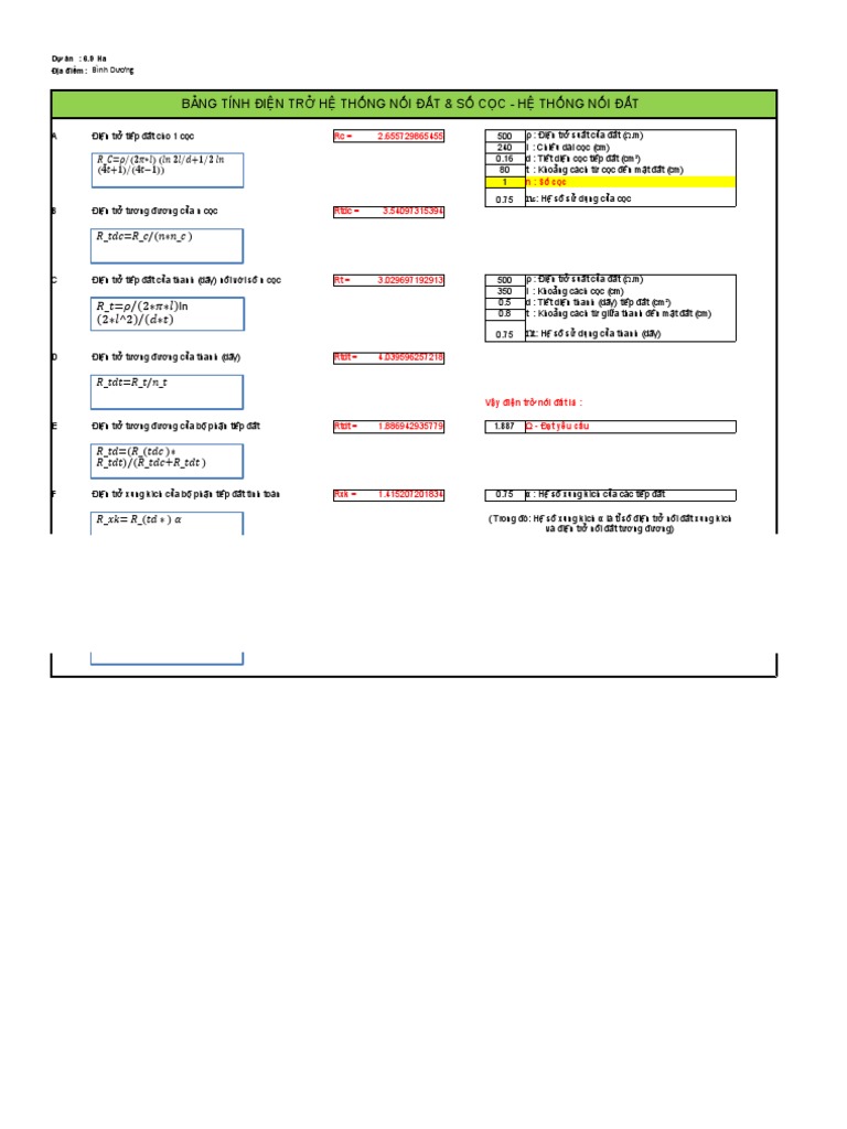 Tinh Toan Dien Tro Noi Dat - Coc Noi Dat | PDF