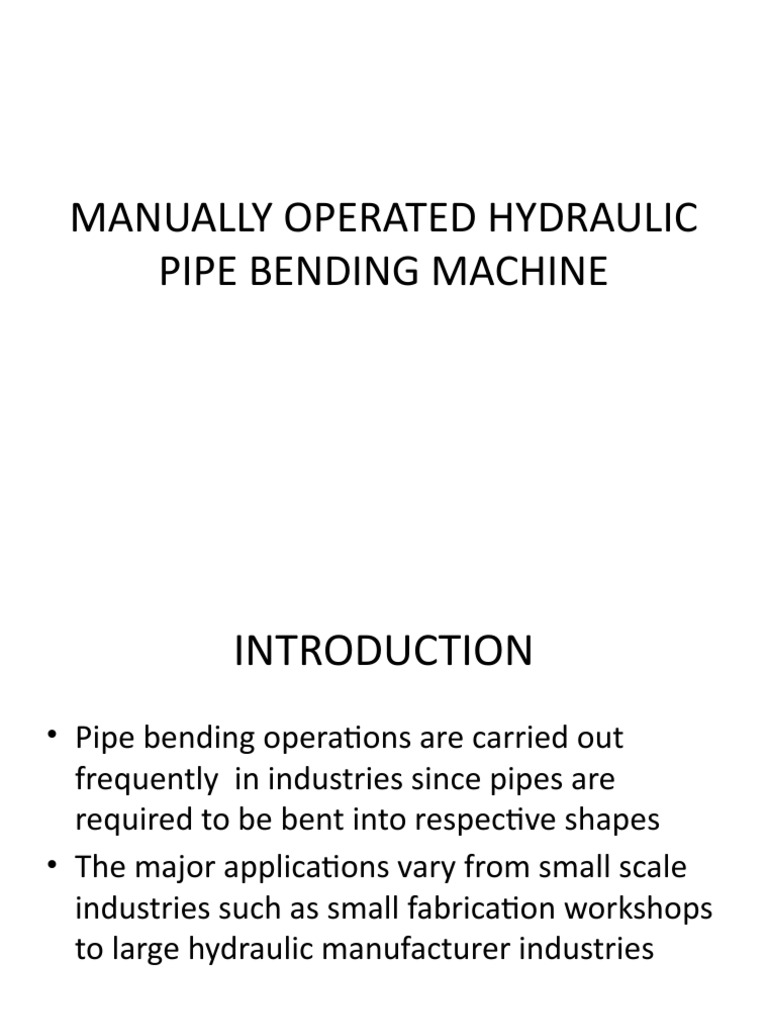 Manually Operated Hydraulic Pipe Bending Machine PDF Pipe (Fluid