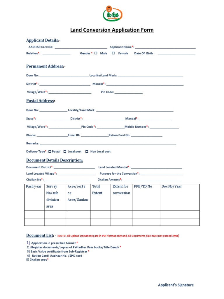 Land Conversion Application Form | PDF | Government | Authentication