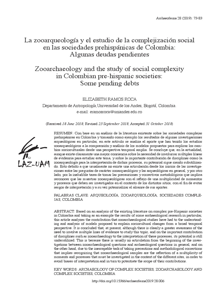 Elizabeth Ramos Roca Departamento de Antropología, Universidad de Los ...