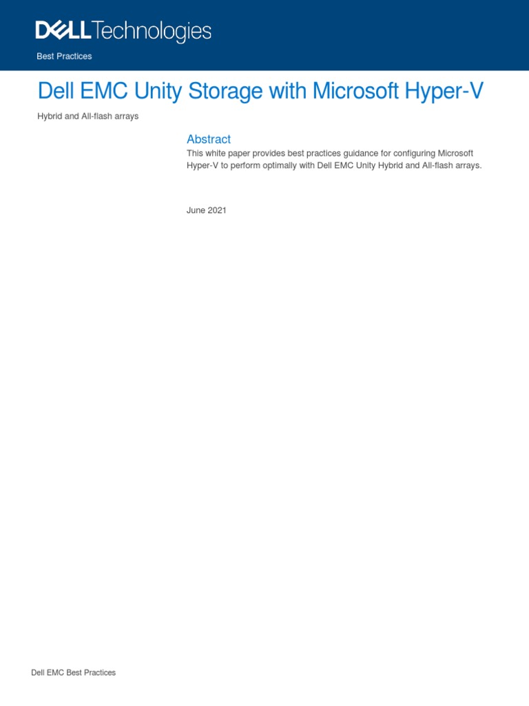 h16388 Dell Emc Unity Storage Microsoft Hyper V | PDF | Hyper V ...